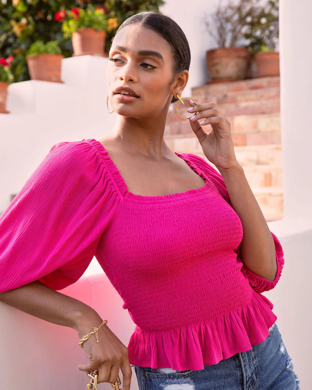 Devin Smocked Peplum Top - Image 2