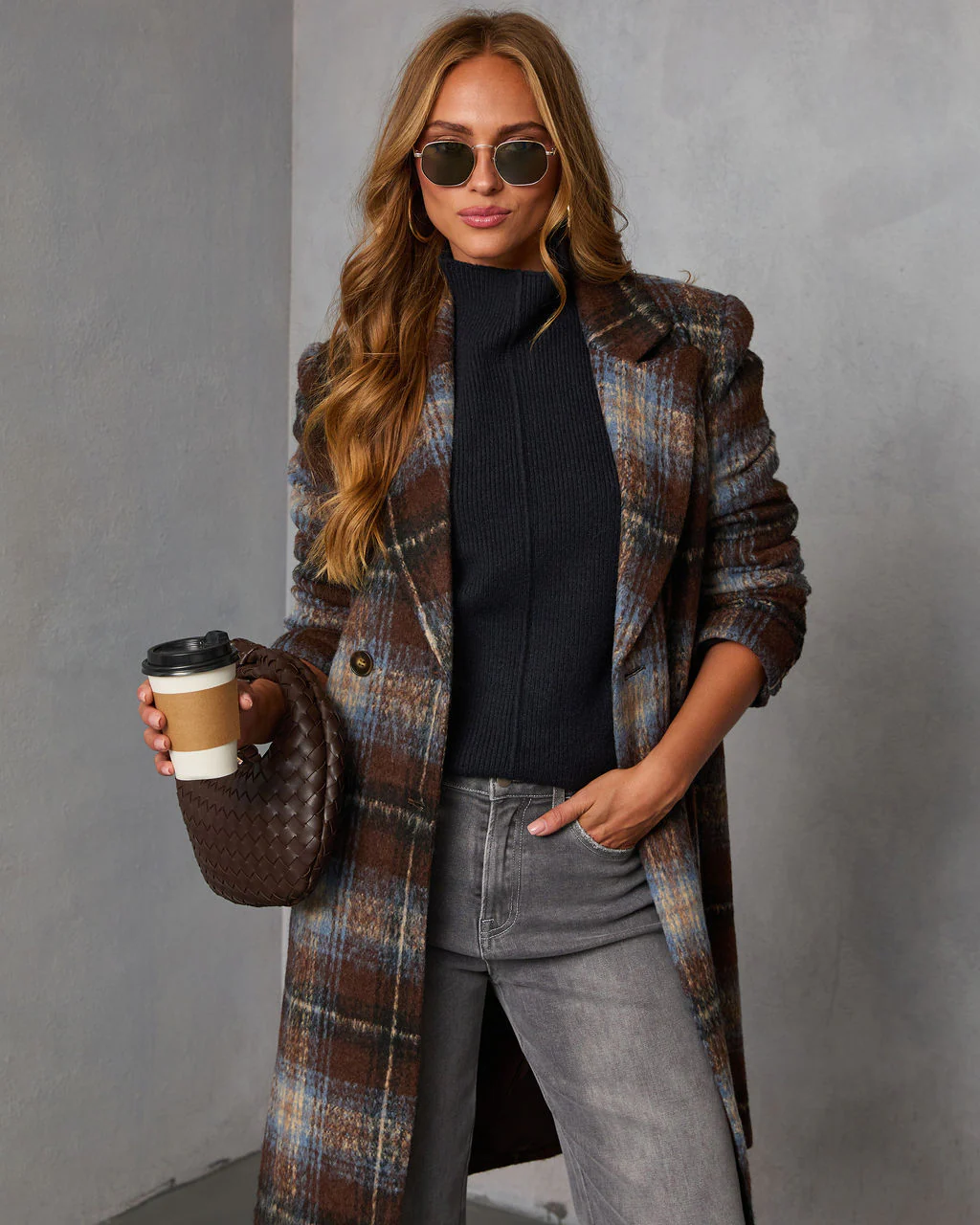 Devora Plaid Double Breasted Coat - Image 2