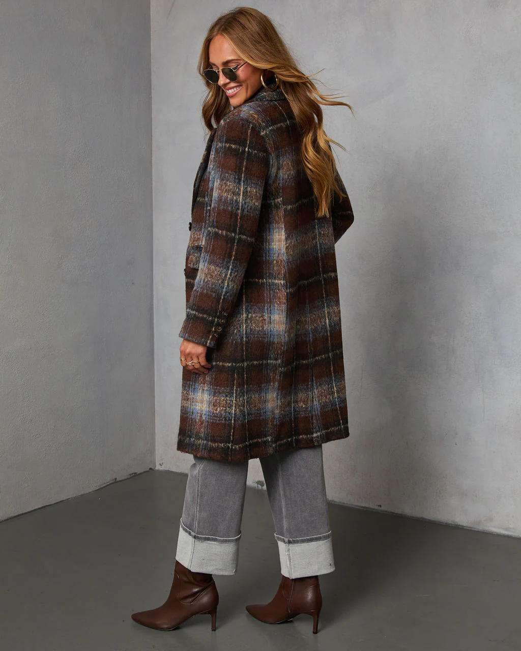 Devora Plaid Double Breasted Coat - Image 4