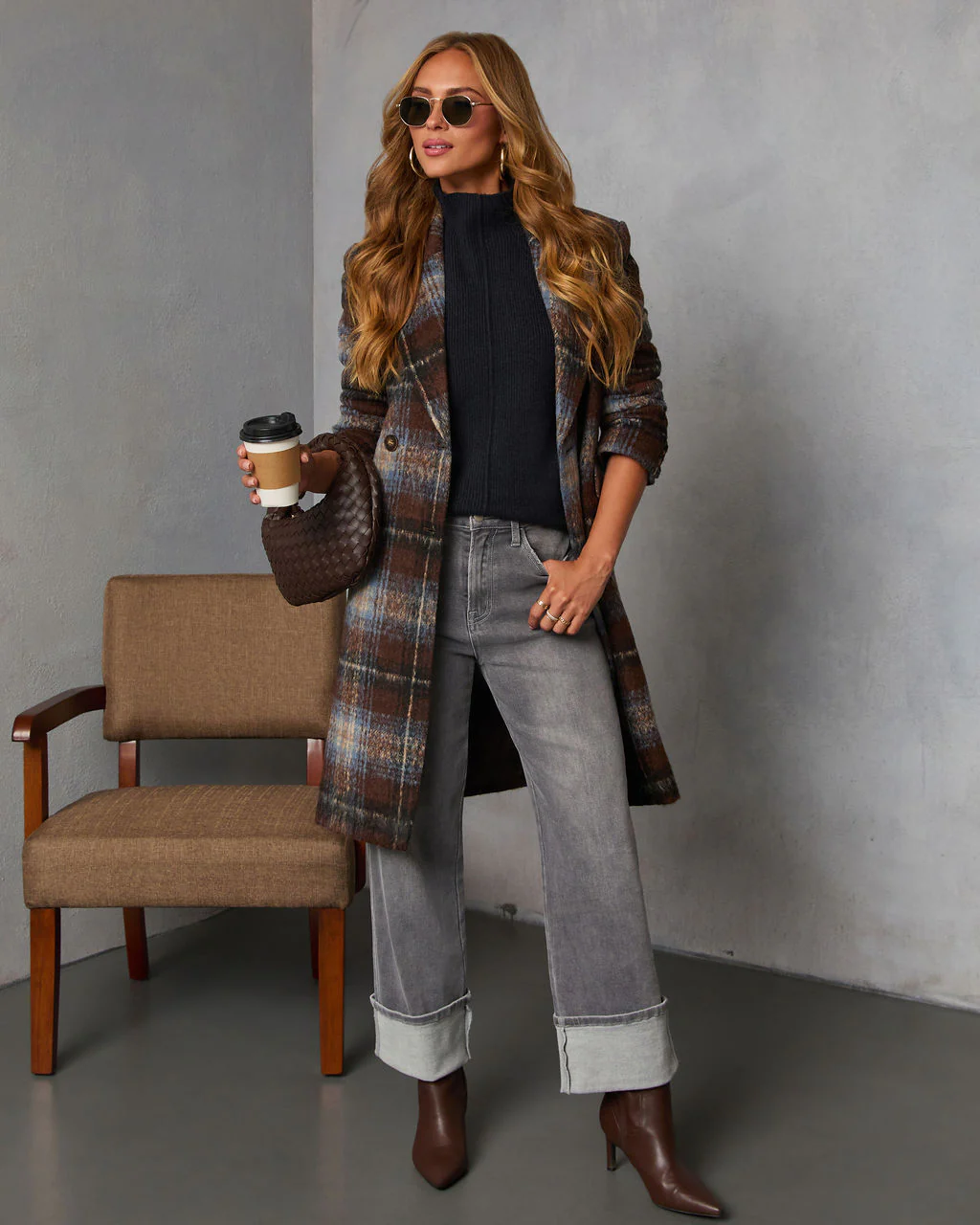 Devora Plaid Double Breasted Coat - Image 5
