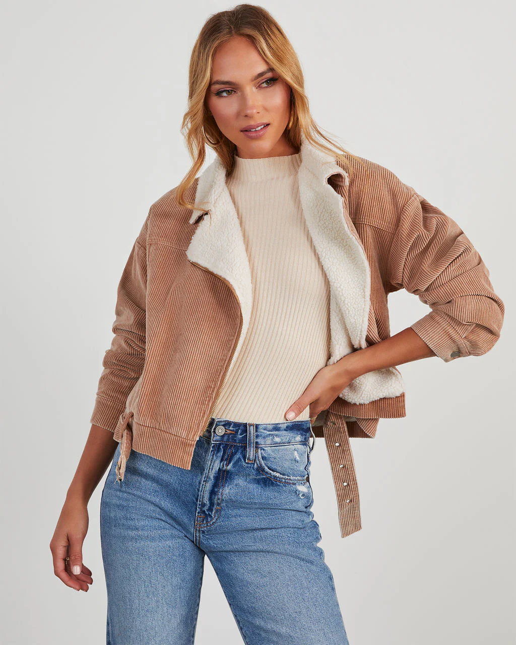Devyn Corduroy Sherpa Moto Jacket - Image 5