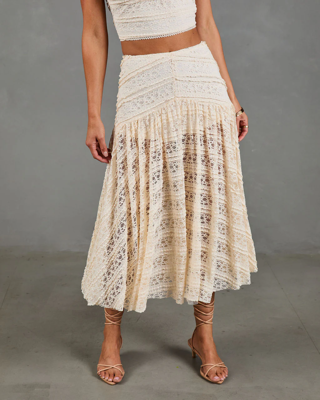 Dewy Moment Ruffle Lace Maxi Skirt - Image 2