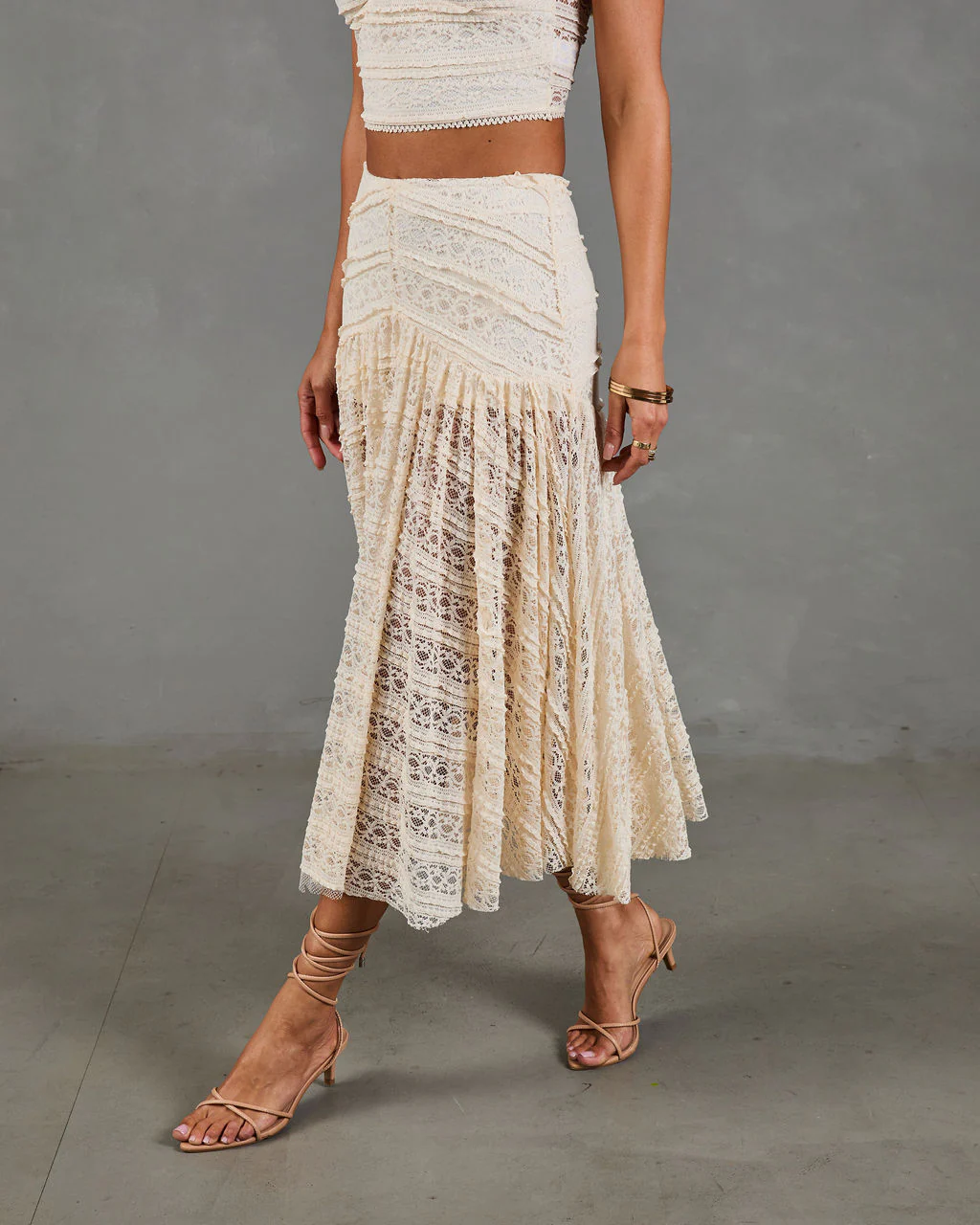 Dewy Moment Ruffle Lace Maxi Skirt - Image 3