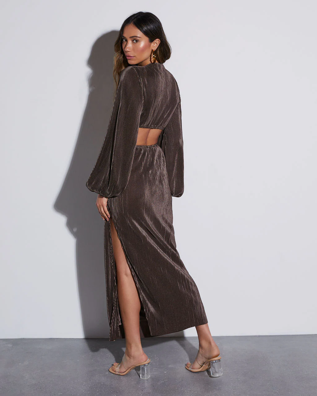 Diane Pleated Cutout Side Slit Maxi Dress - Image 4