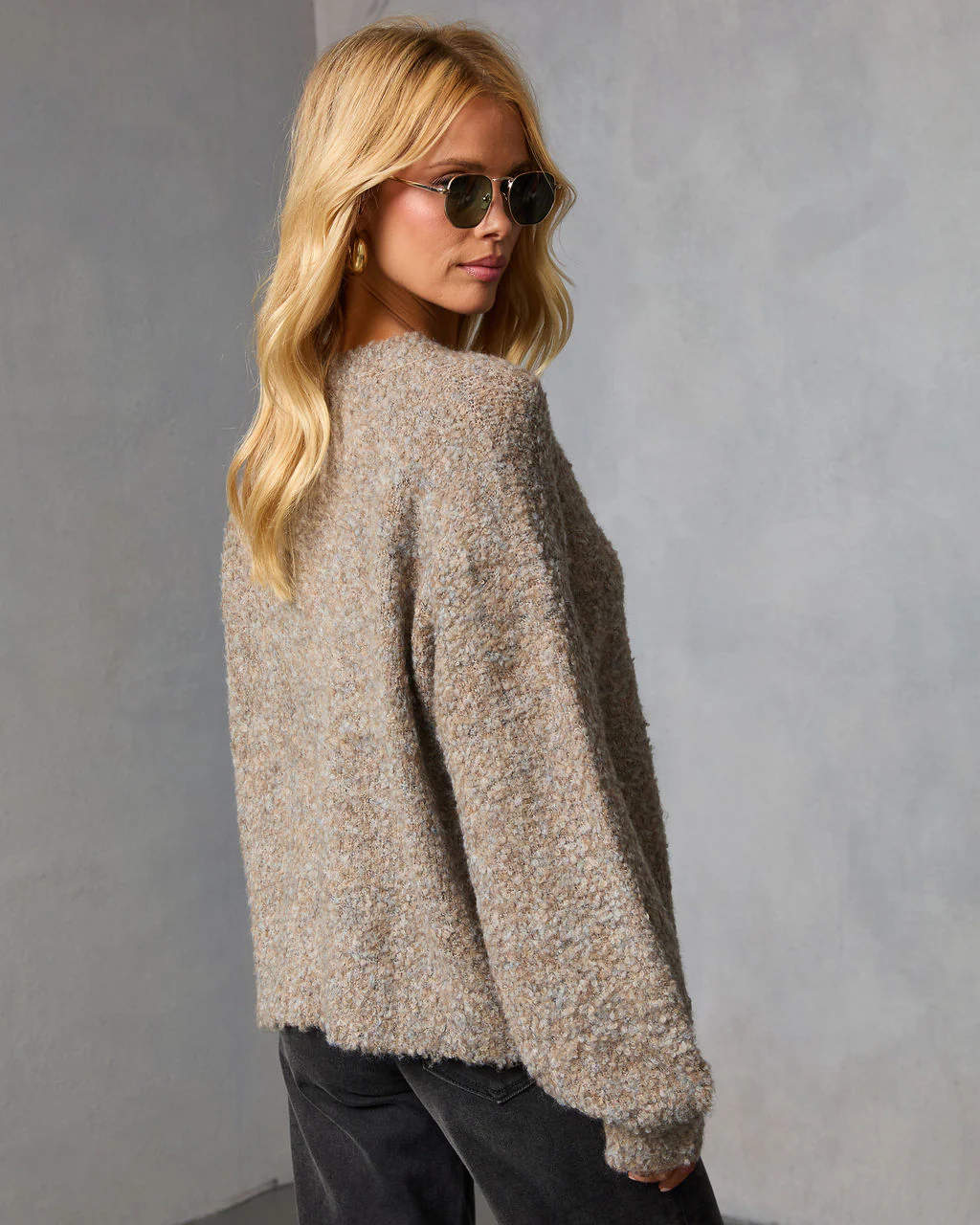 Dilone Curled Knit Crew Neck Sweater - Image 4