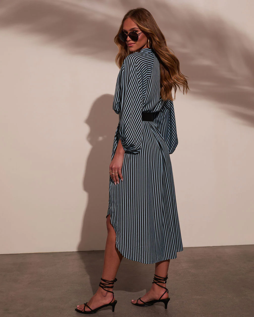 Dimarco Striped Pocketed Belted Midi Dress - Image 16