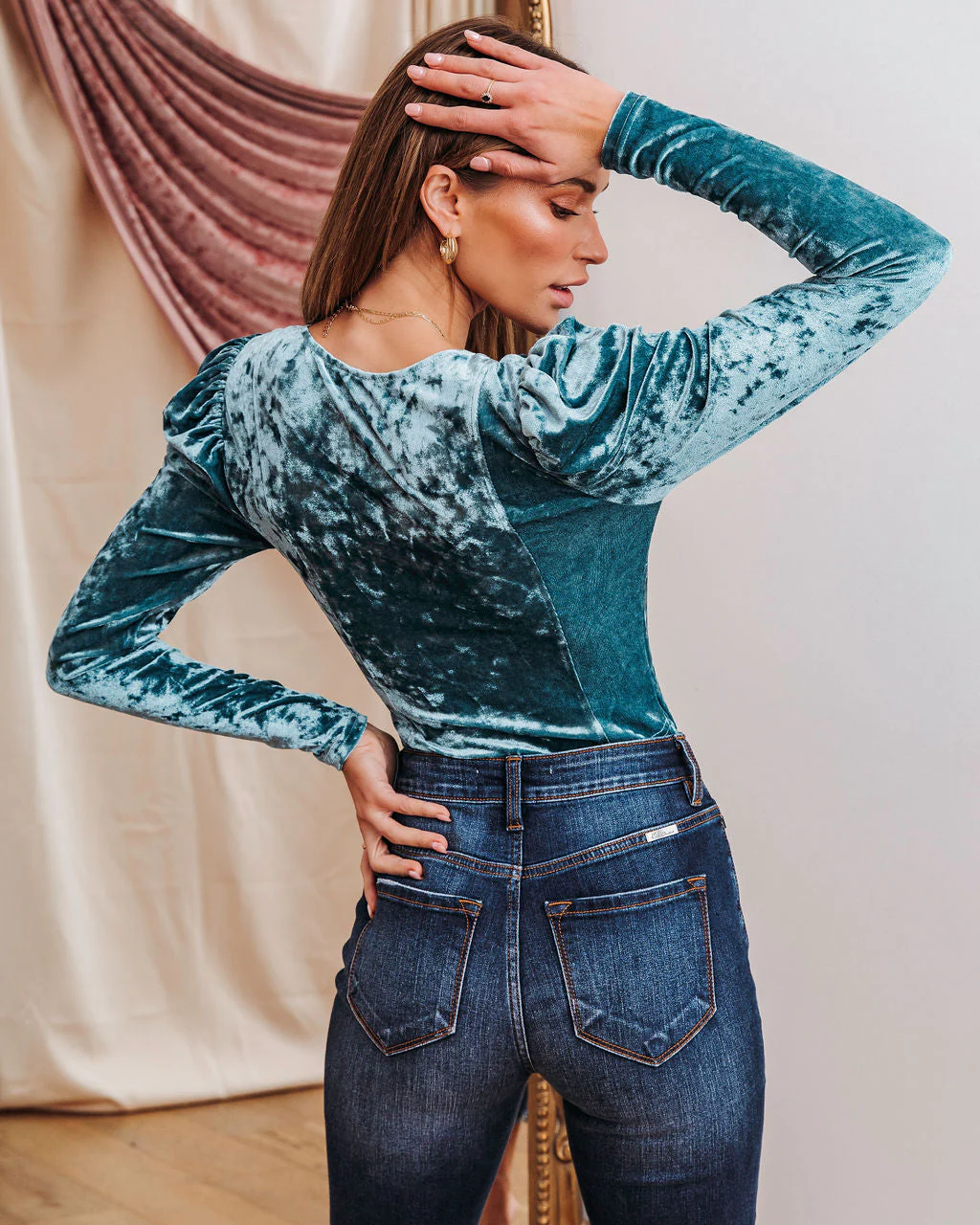 Dina Velvet Puff Sleeve Top - Image 9
