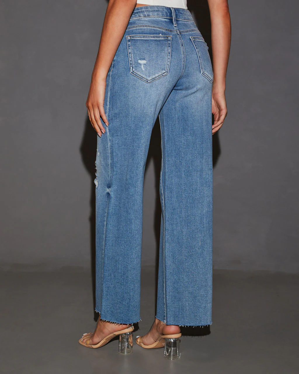 Cooper Super Stretch High Rise Wide Leg Distressed Jeans - Image 5
