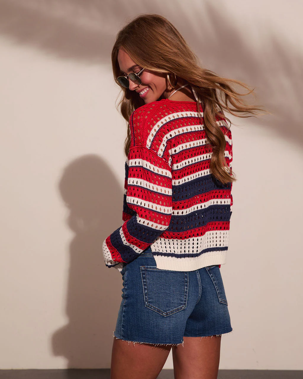 Dockside Morning Striped Knit Crochet Sweater - Image 4