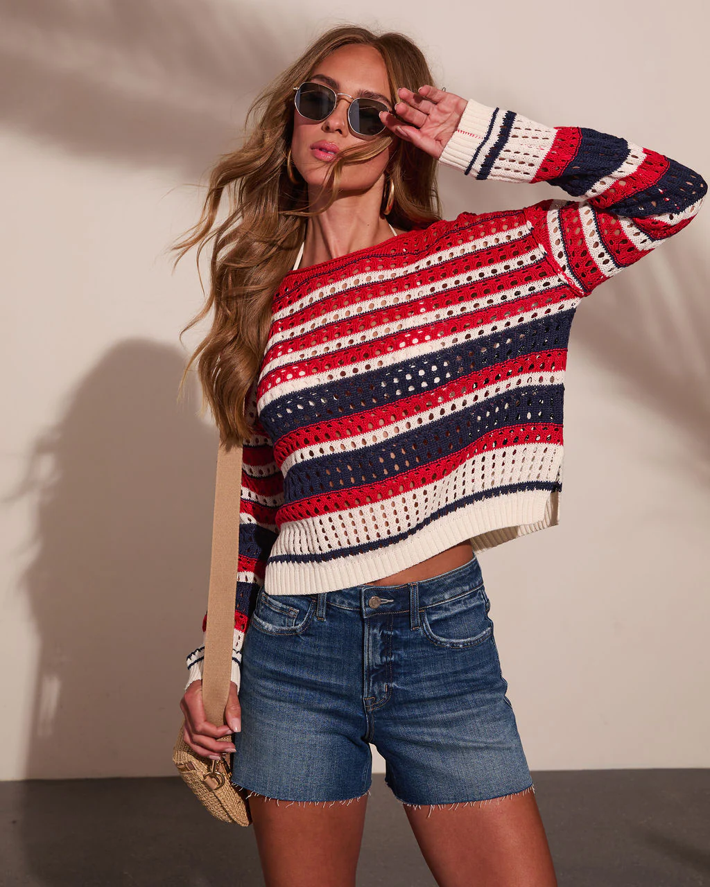 Dockside Morning Striped Knit Crochet Sweater - Image 5