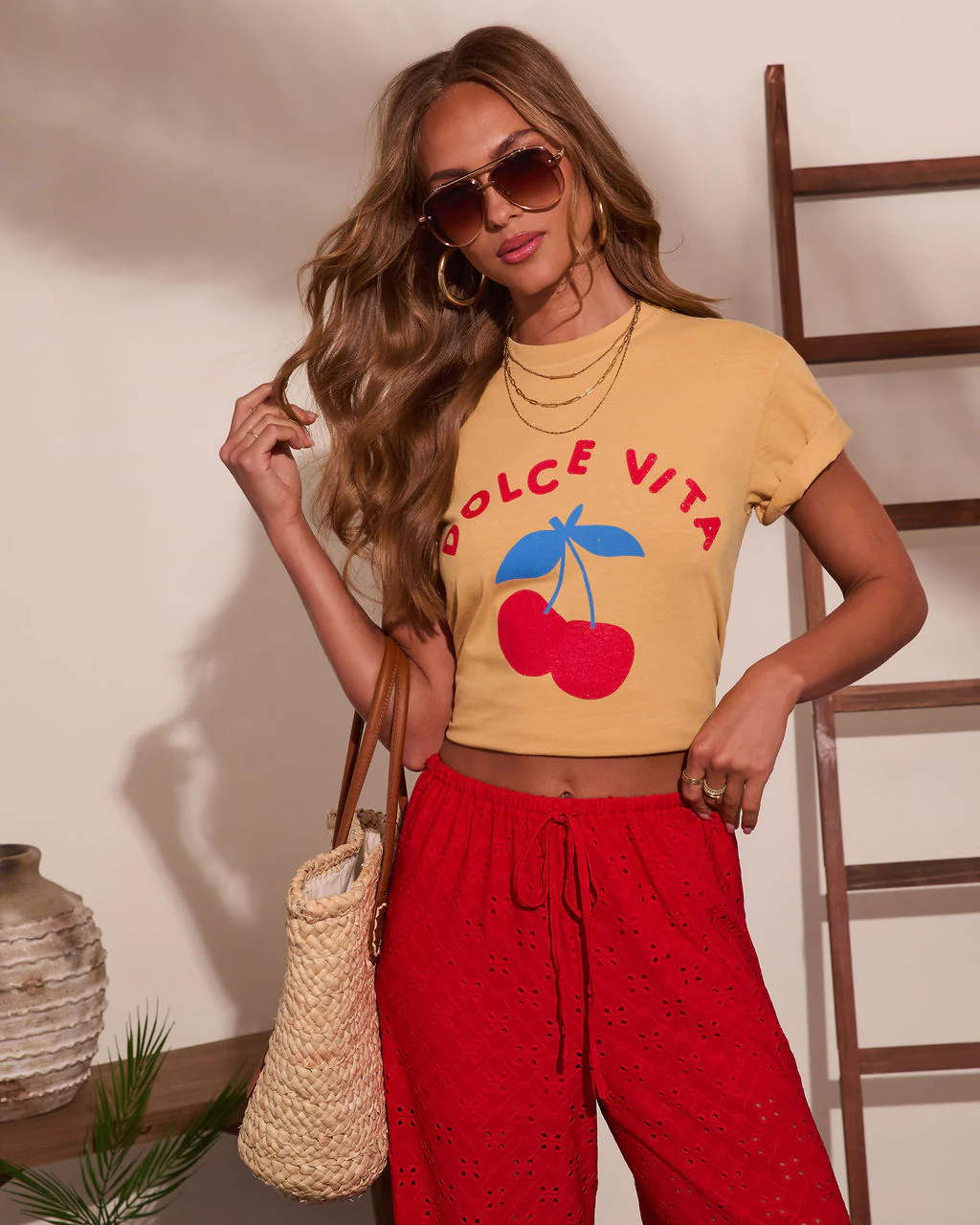 Dolce Vita Cherry Cotton Short Sleeve Graphic Tee - Image 2