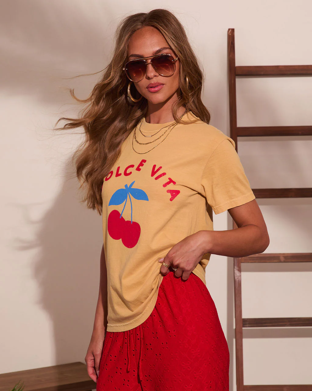 Dolce Vita Cherry Cotton Short Sleeve Graphic Tee - Image 3
