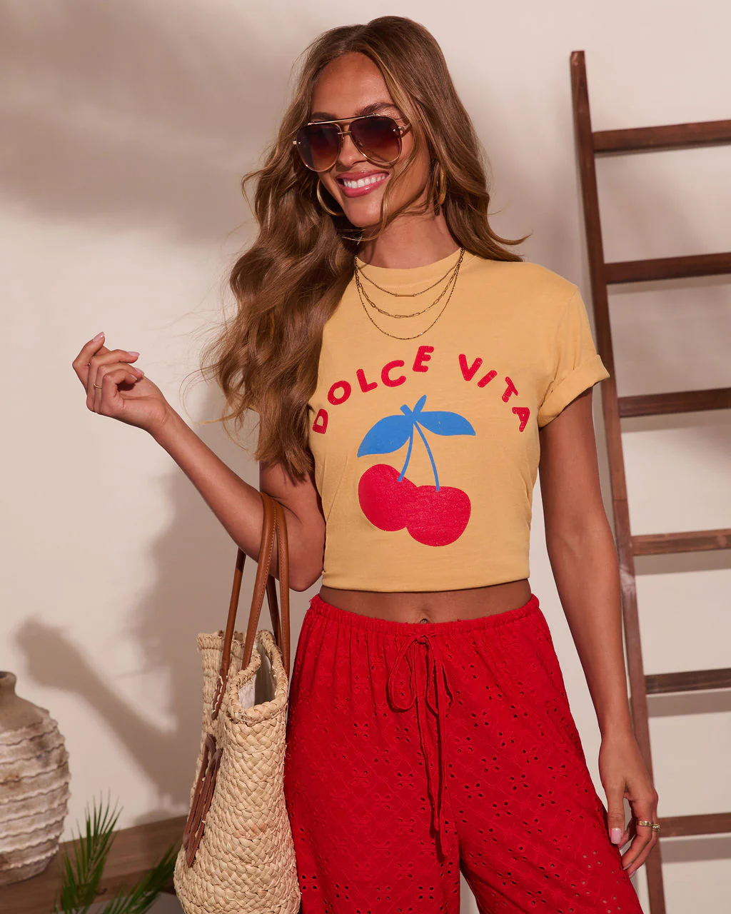 Dolce Vita Cherry Cotton Short Sleeve Graphic Tee - Image 5