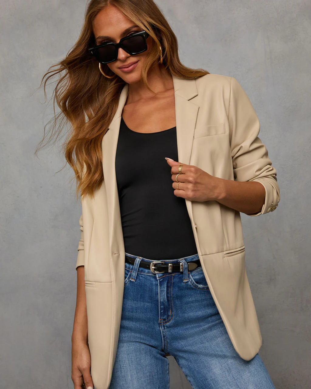 Don't Wait Up Leather Blazer - Image 11