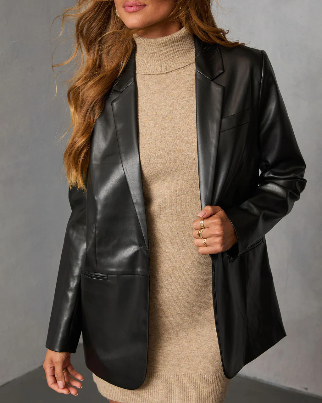 Don't Wait Up Leather Blazer - Image 17