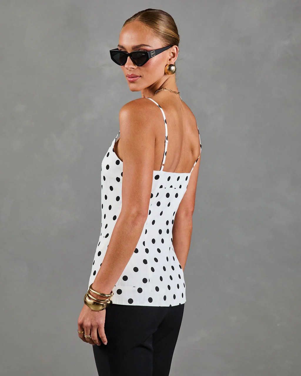 Dottie Chic Polka Dot Linen Blend Tank Top - Image 4