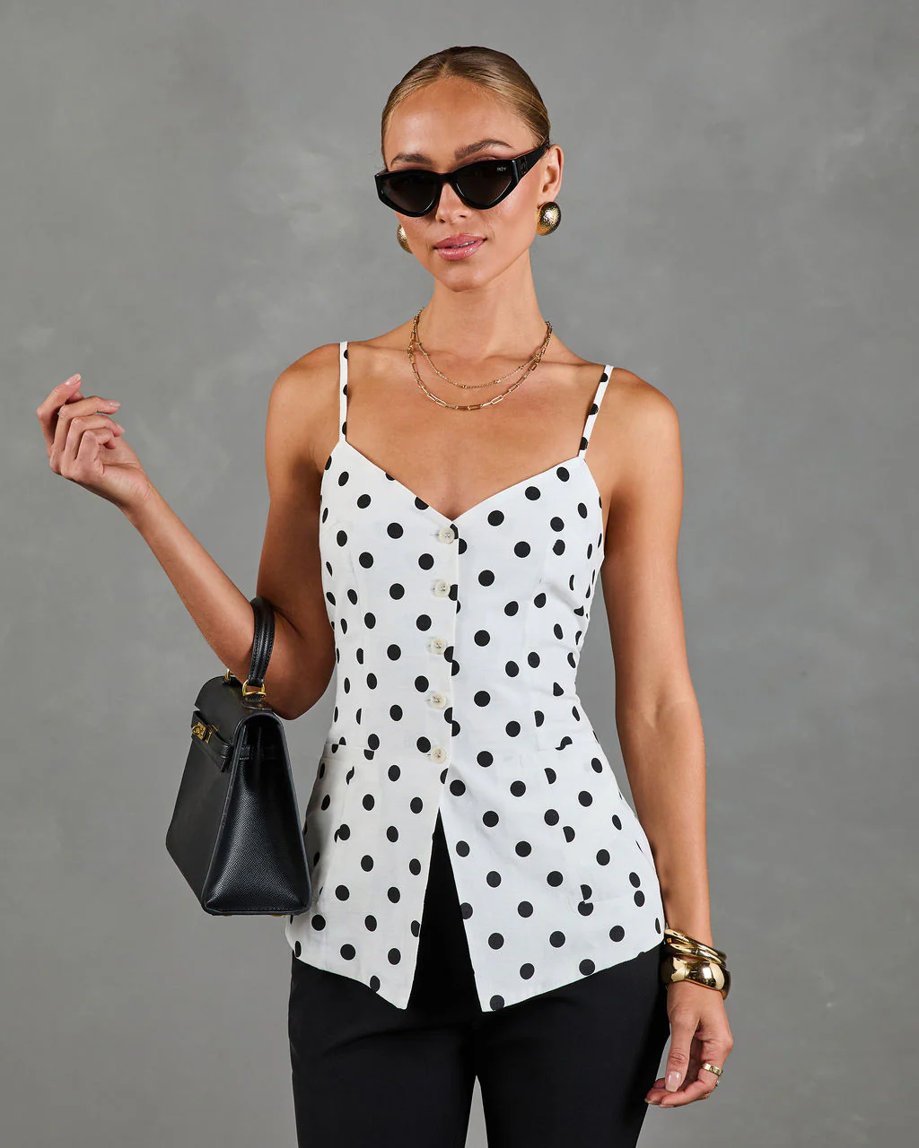 Dottie Chic Polka Dot Linen Blend Tank Top - Image 5