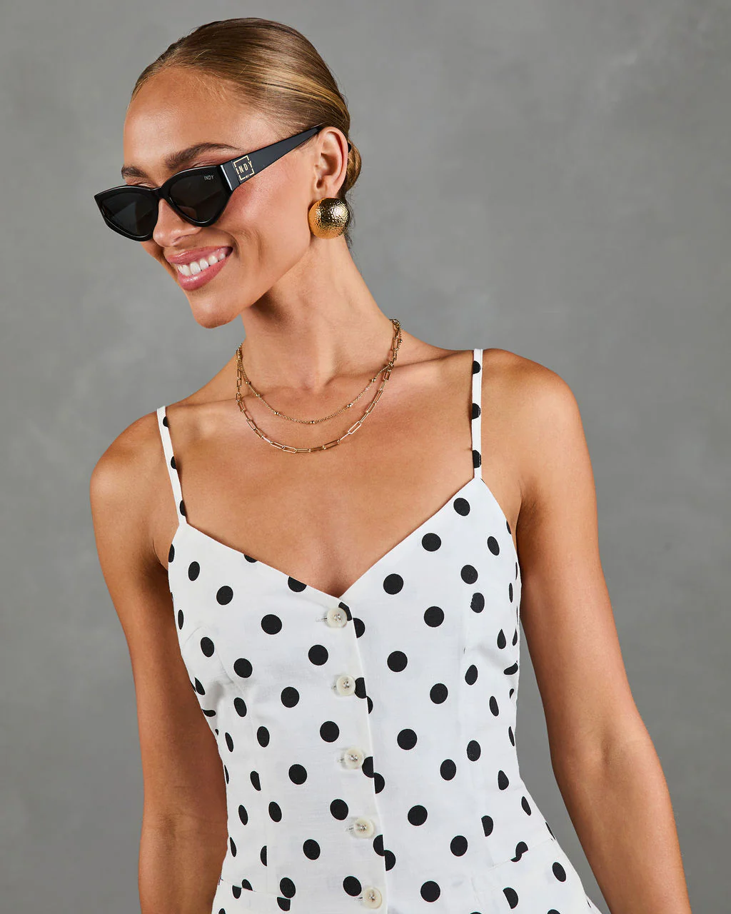 Dottie Chic Polka Dot Linen Blend Tank Top - Image 6