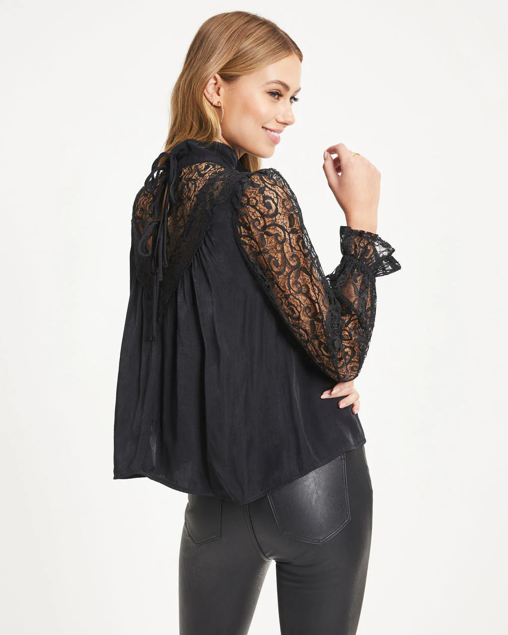 Down Memory Lane Lace Contrast Top - Image 4