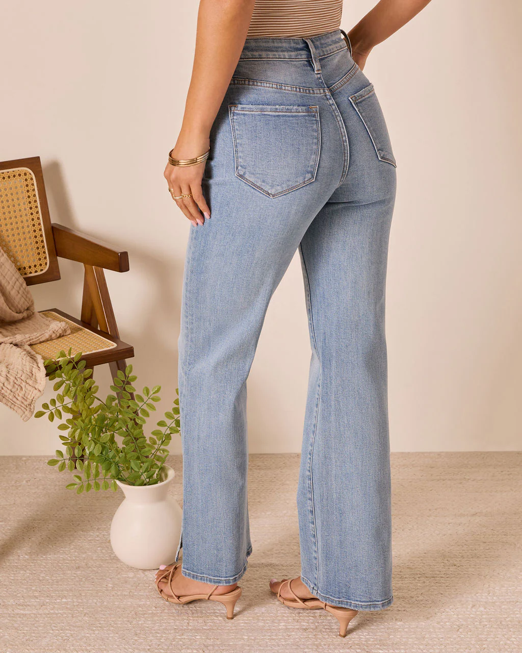 Downey Stretch High Rise Slit Flare Leg Jeans - Image 4