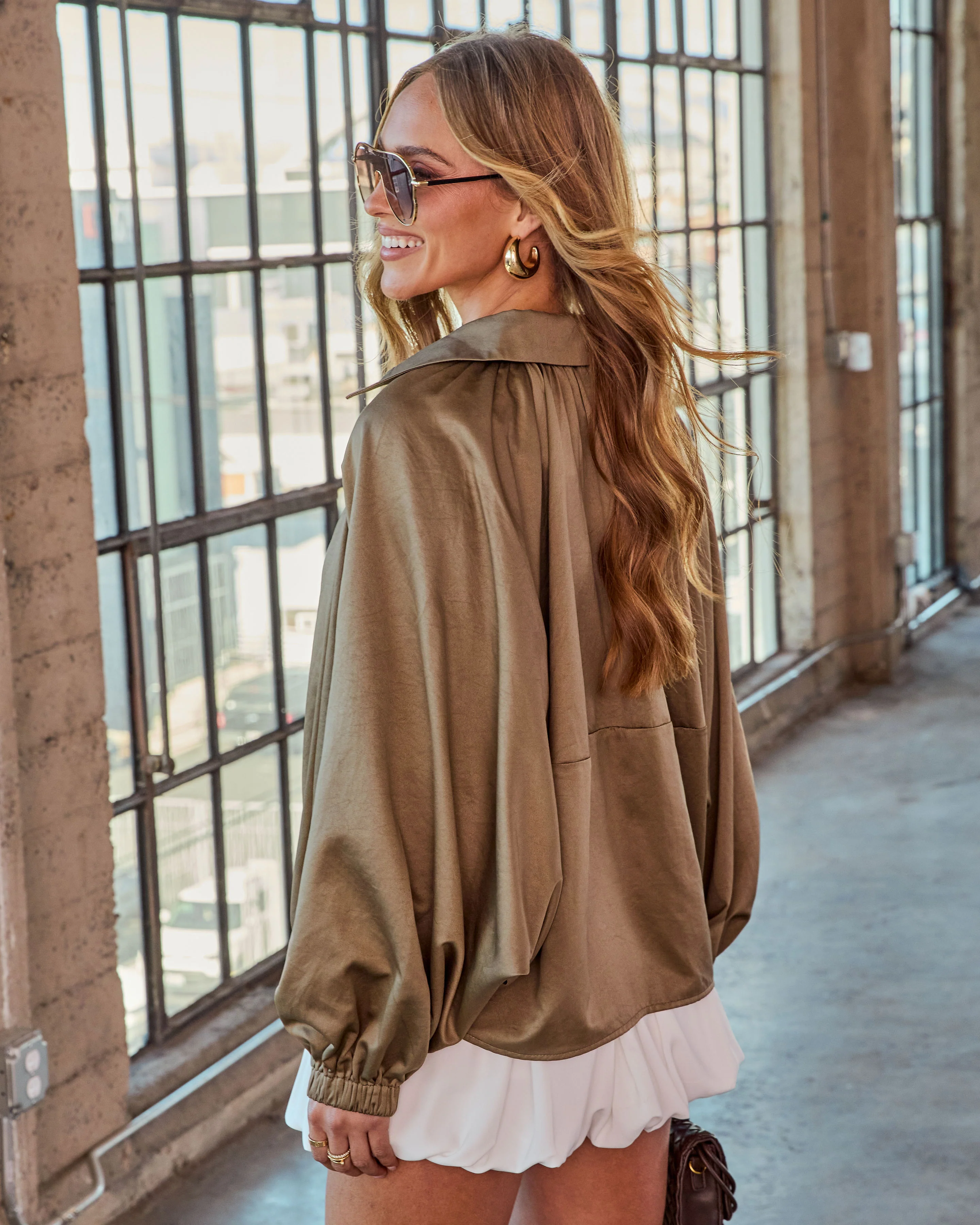 Downtown Form Satin Bomber Jacket - Image 4