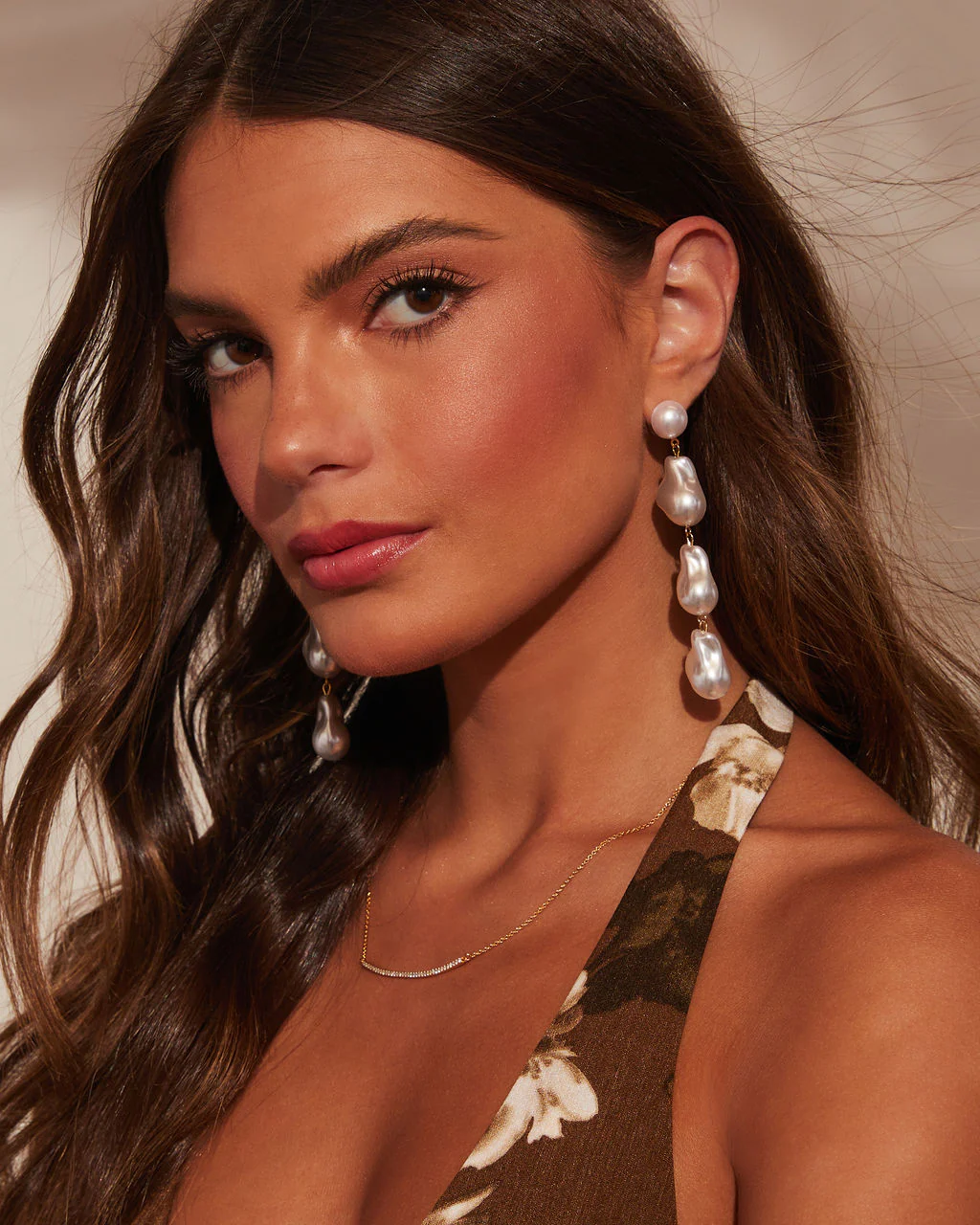 Dreamy Gem Pearl Drop Earrings - Image 2