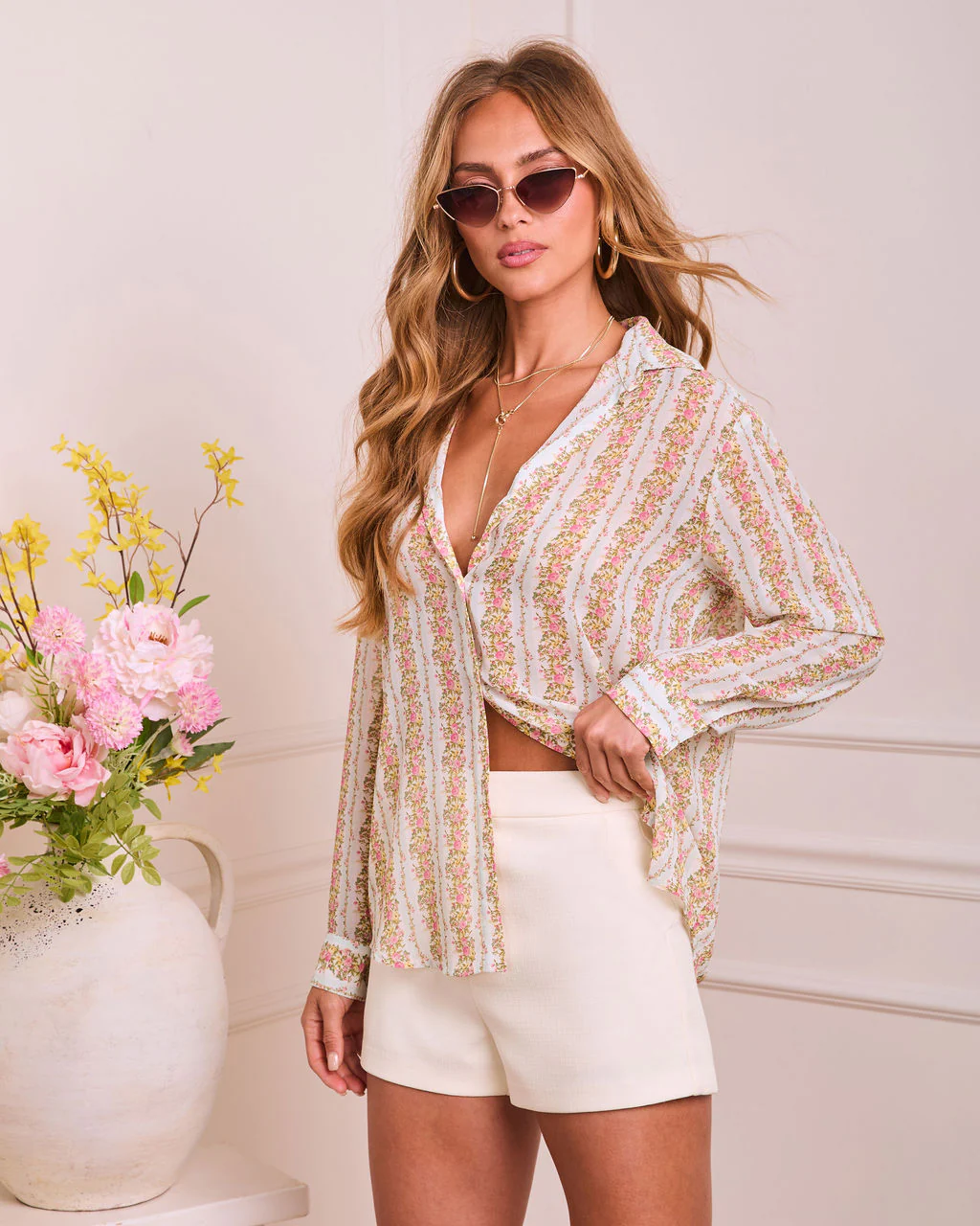 Dreamy Petal Floral Button Down Top - Image 3