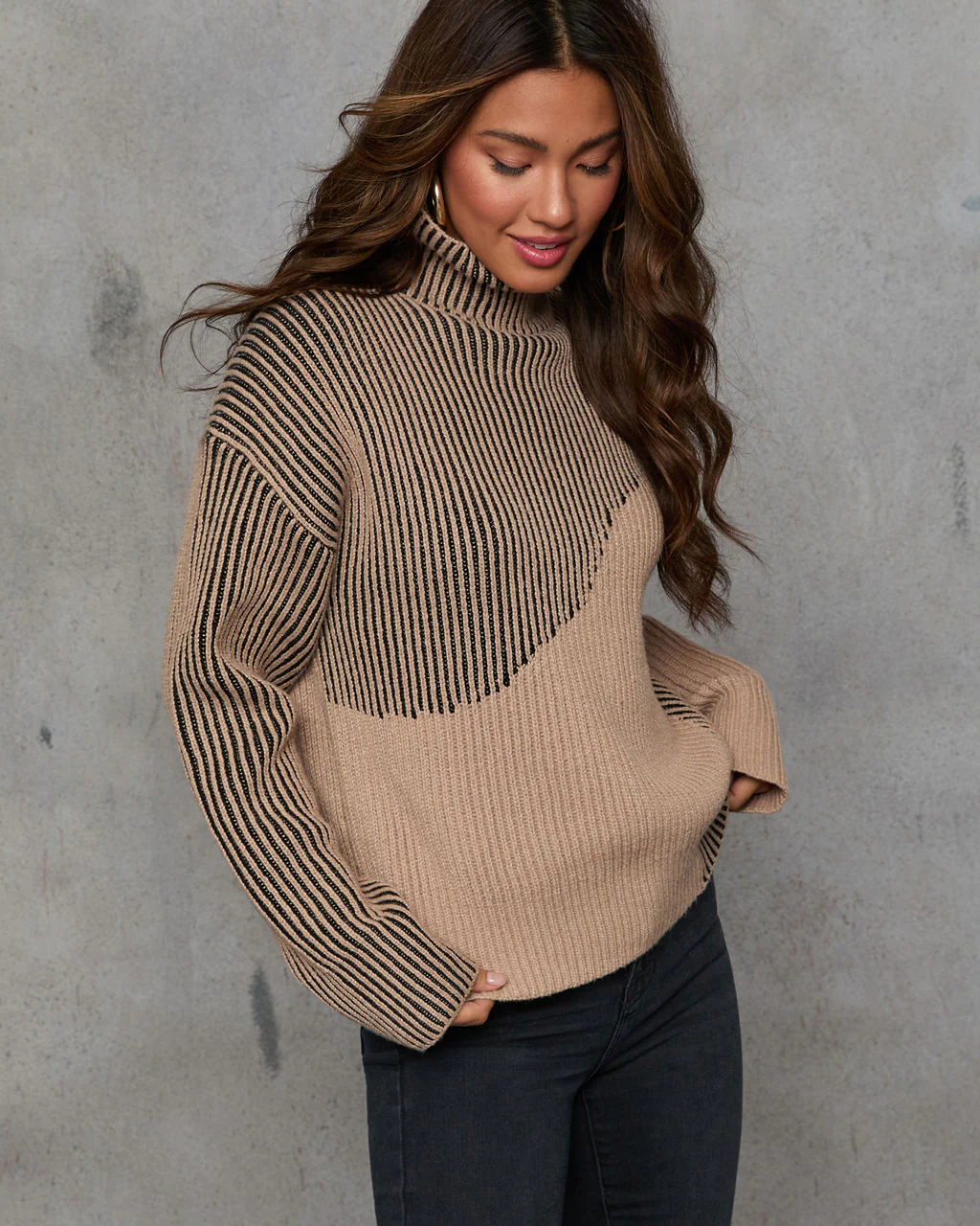 Drift With Me Two Tone Turtleneck Sweater - Image 3