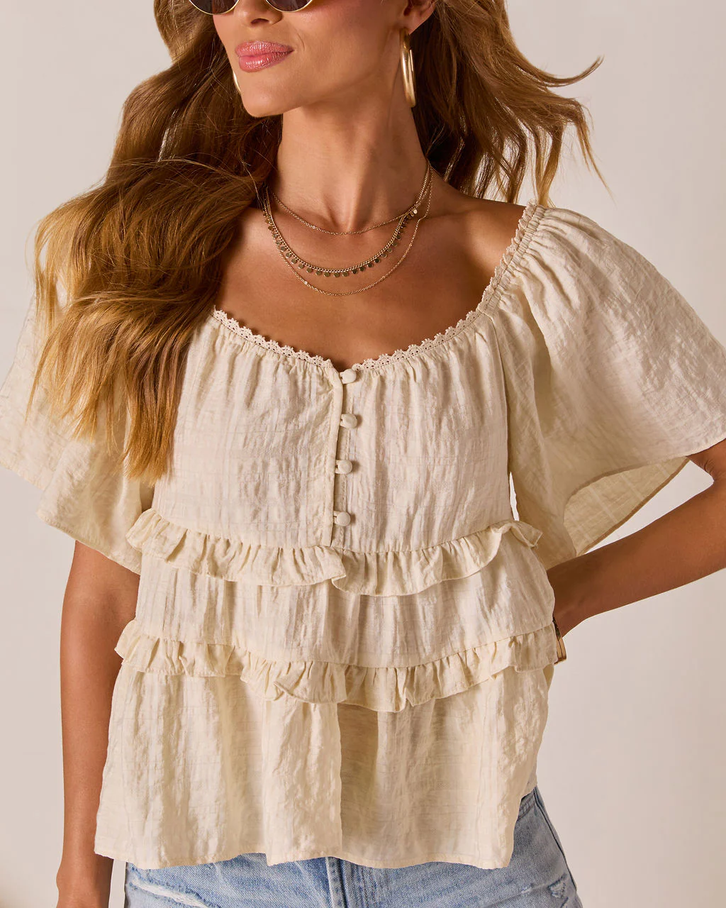 Drinah Ruffle Peasant Blouse - Image 6