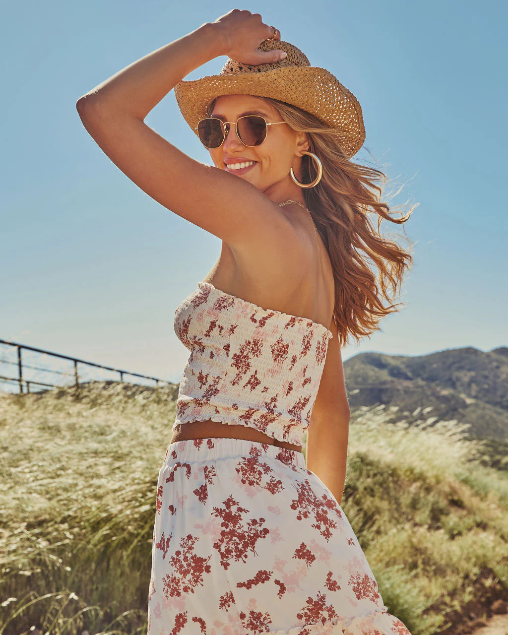 Dusk Prism Smocked Floral Crop Tube Top - Image 4