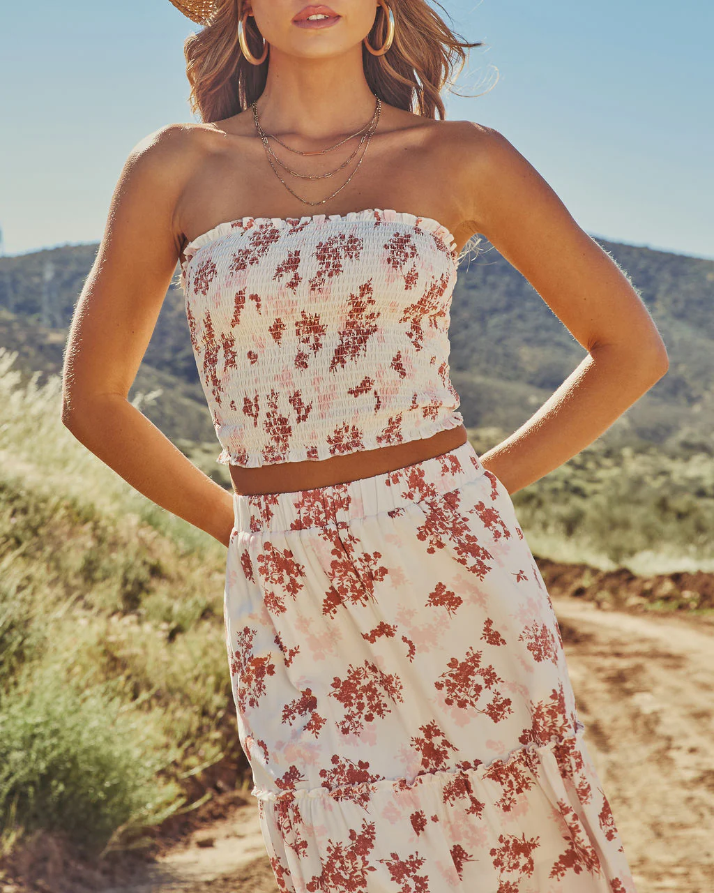 Dusk Prism Smocked Floral Crop Tube Top - Image 5