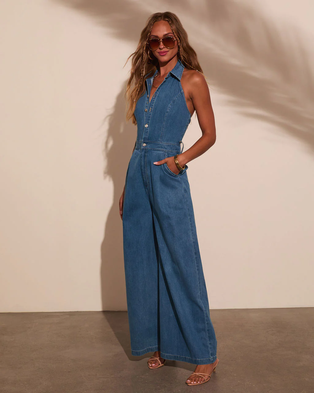 Earthkissed Denim Halter Jumpsuit - Image 4