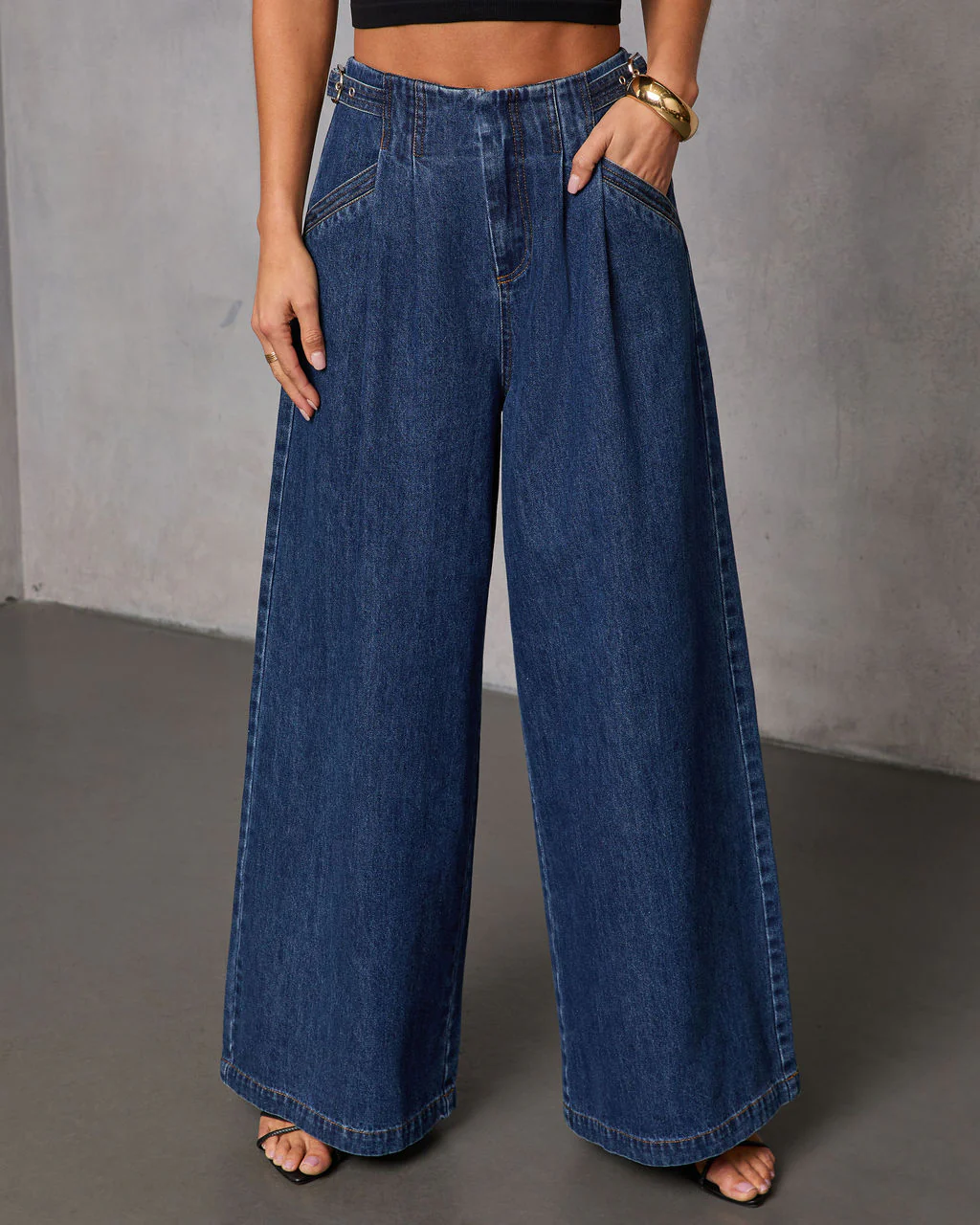 Easy Classic Stretch High Rise Wide Leg Jeans - Image 2