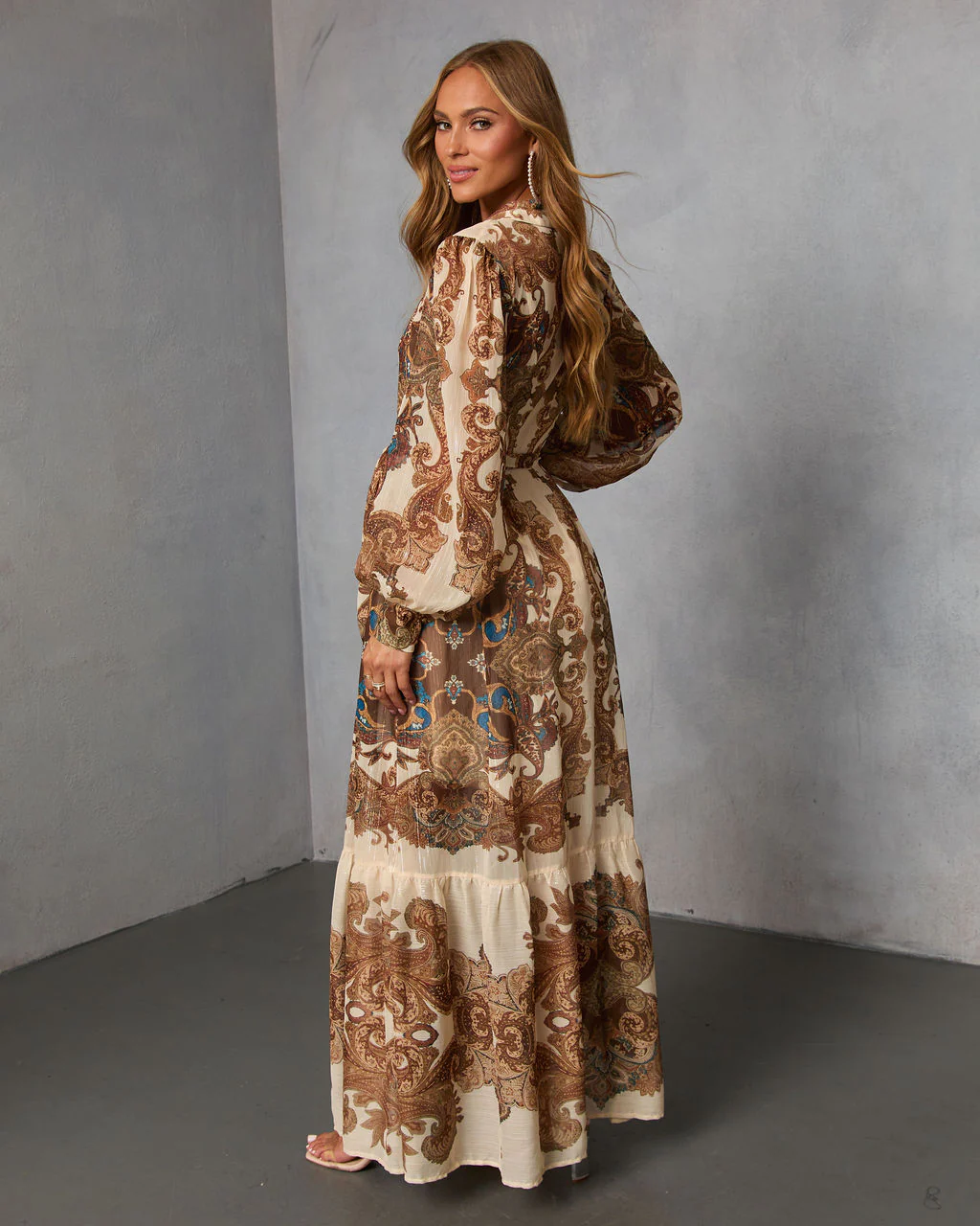 Echo Note Printed Waist Tie Maxi Dress - Image 4