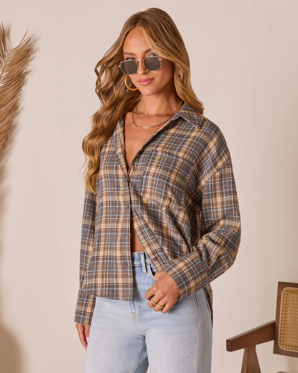 Ecole Plaid Button Down Top - Image 3