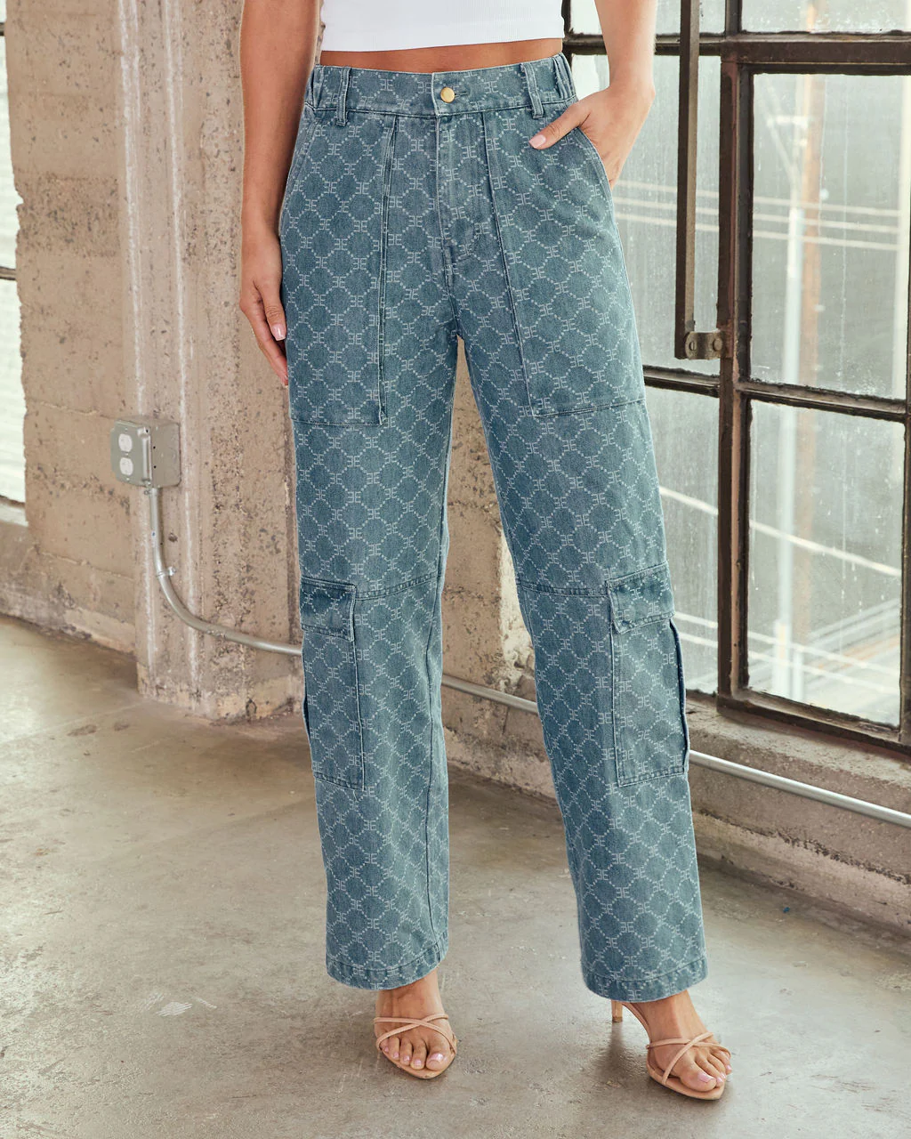EE Monogram Cargo Jeans - Image 2