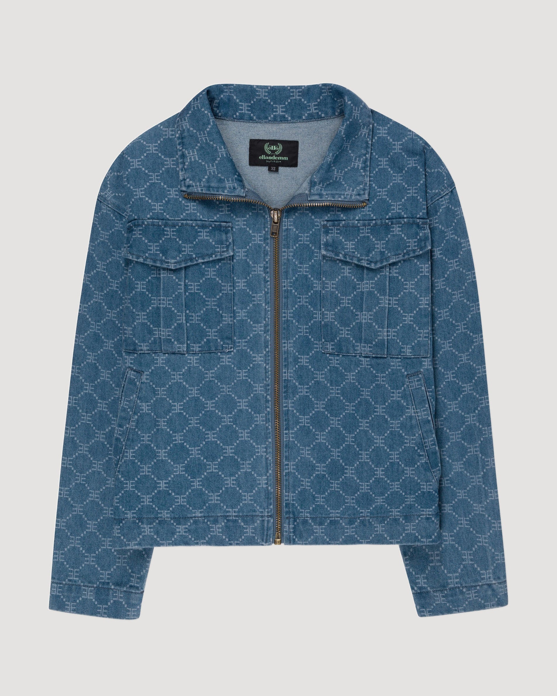 EE Monogram Print Denim Jacket - Image 6