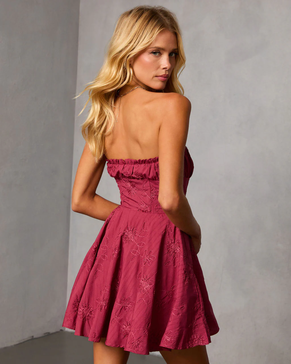 Elane Stitched Floral Mini Dress - Image 4