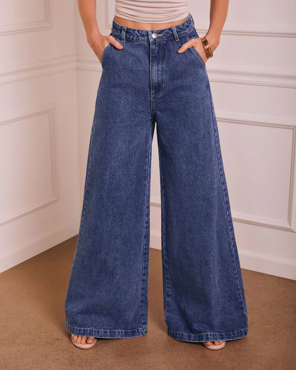 Elaris Stretch Mid Rise Wide Leg Jeans - Image 2