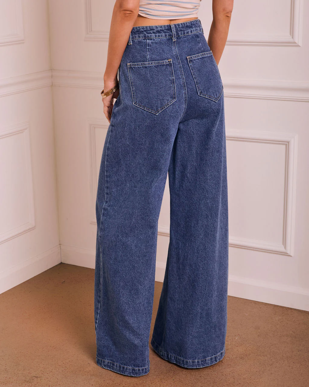 Elaris Stretch Mid Rise Wide Leg Jeans - Image 4