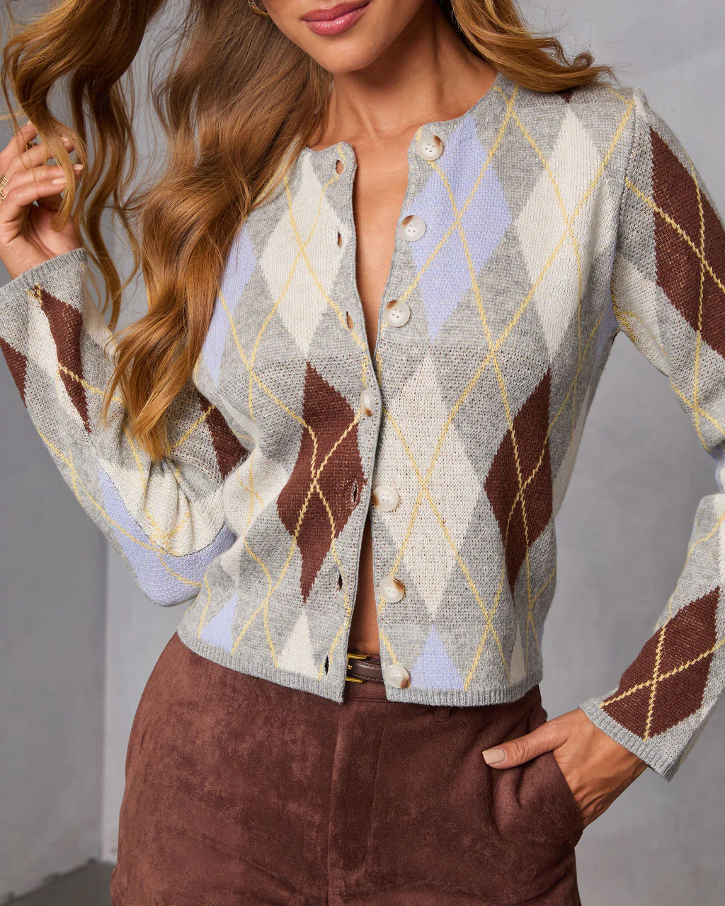Elenah Argyle Print Cardigan - Image 5