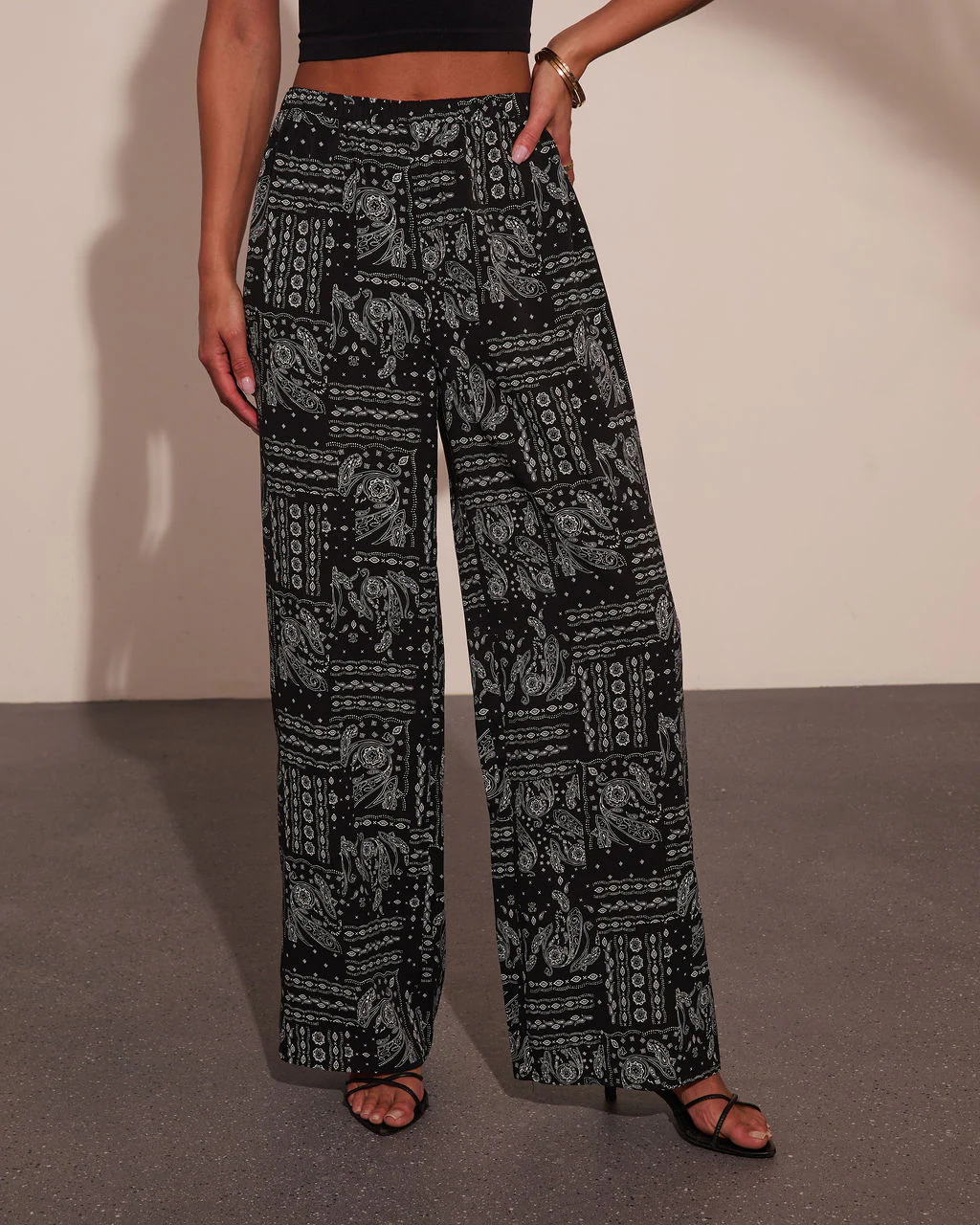 Elenne Bandana Paisley Print Wide Leg Pants - Image 2