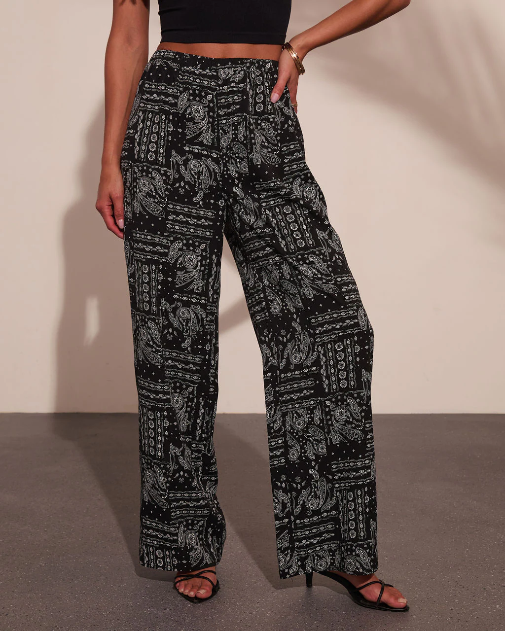 Elenne Bandana Paisley Print Wide Leg Pants - Image 5