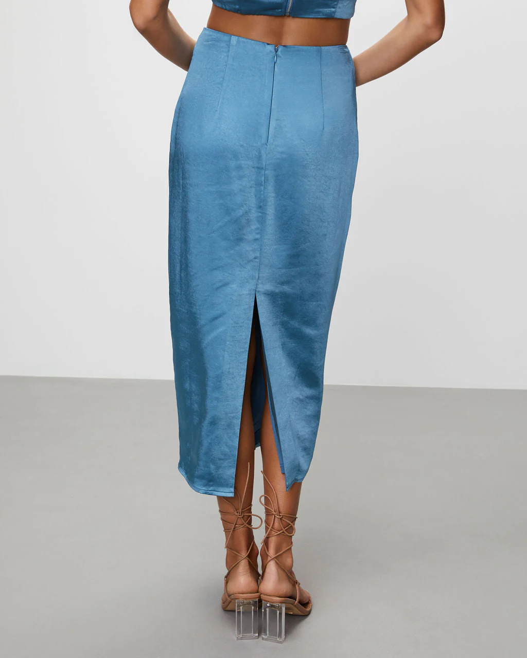 Elenora Satin Front Wrap Midi Skirt - Image 2