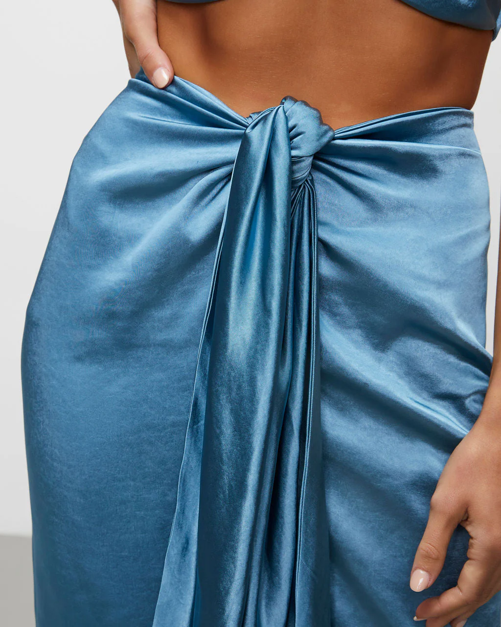 Elenora Satin Front Wrap Midi Skirt - Image 3