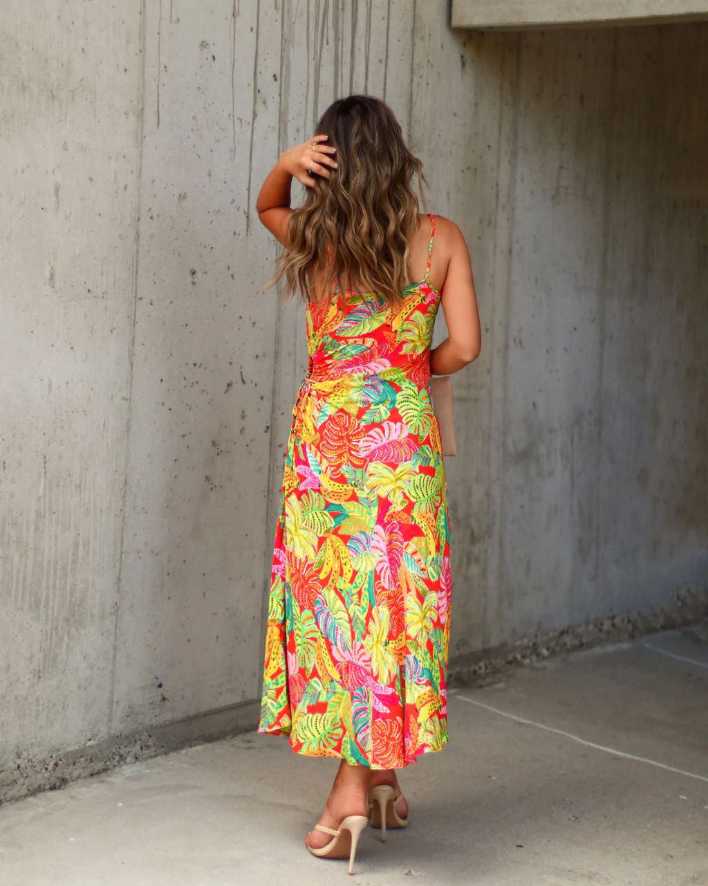 Eliana Cutout Tropical Slip Midi Dress - Image 2