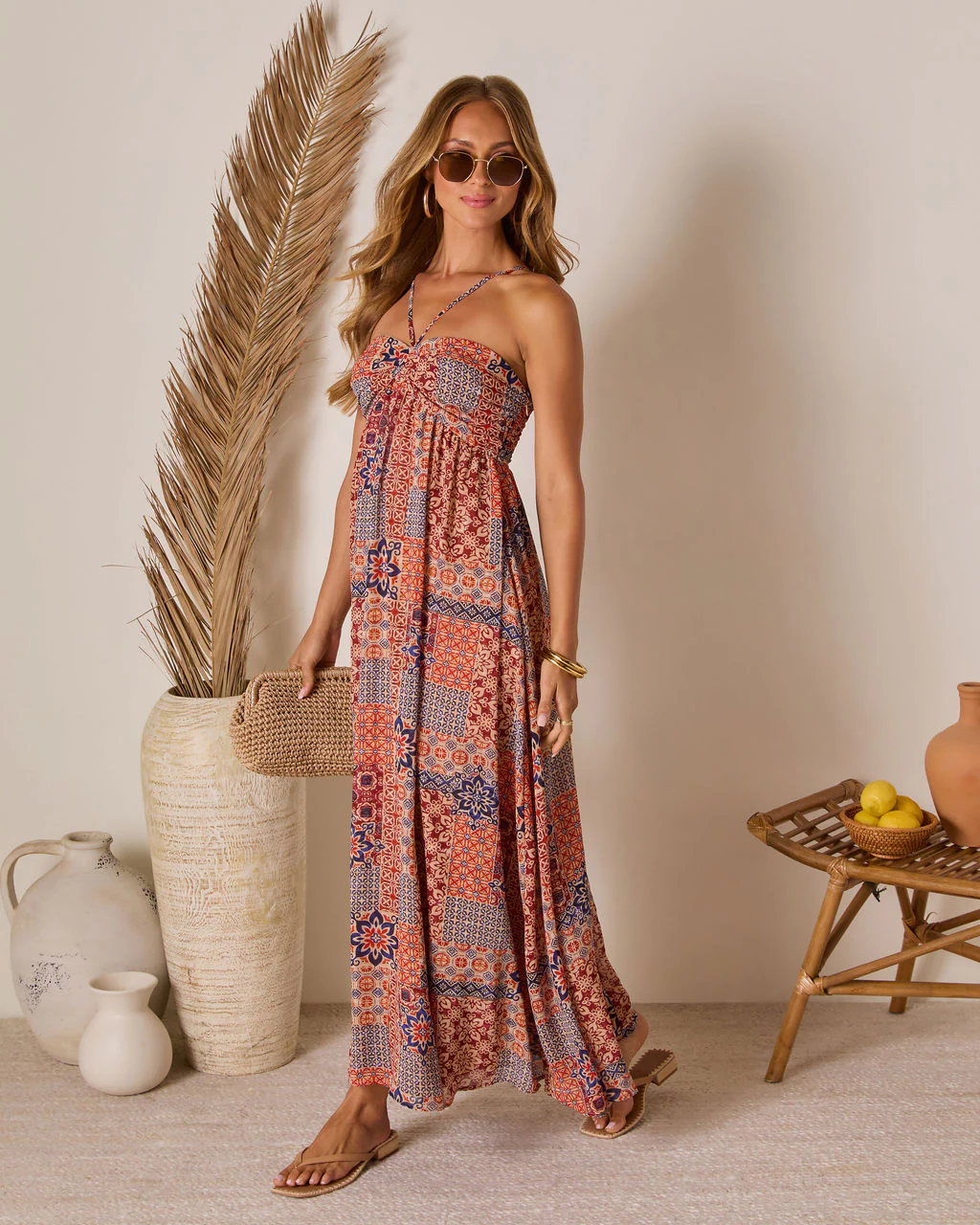 Eliora Tropical Print Halter Maxi Dress - Image 3