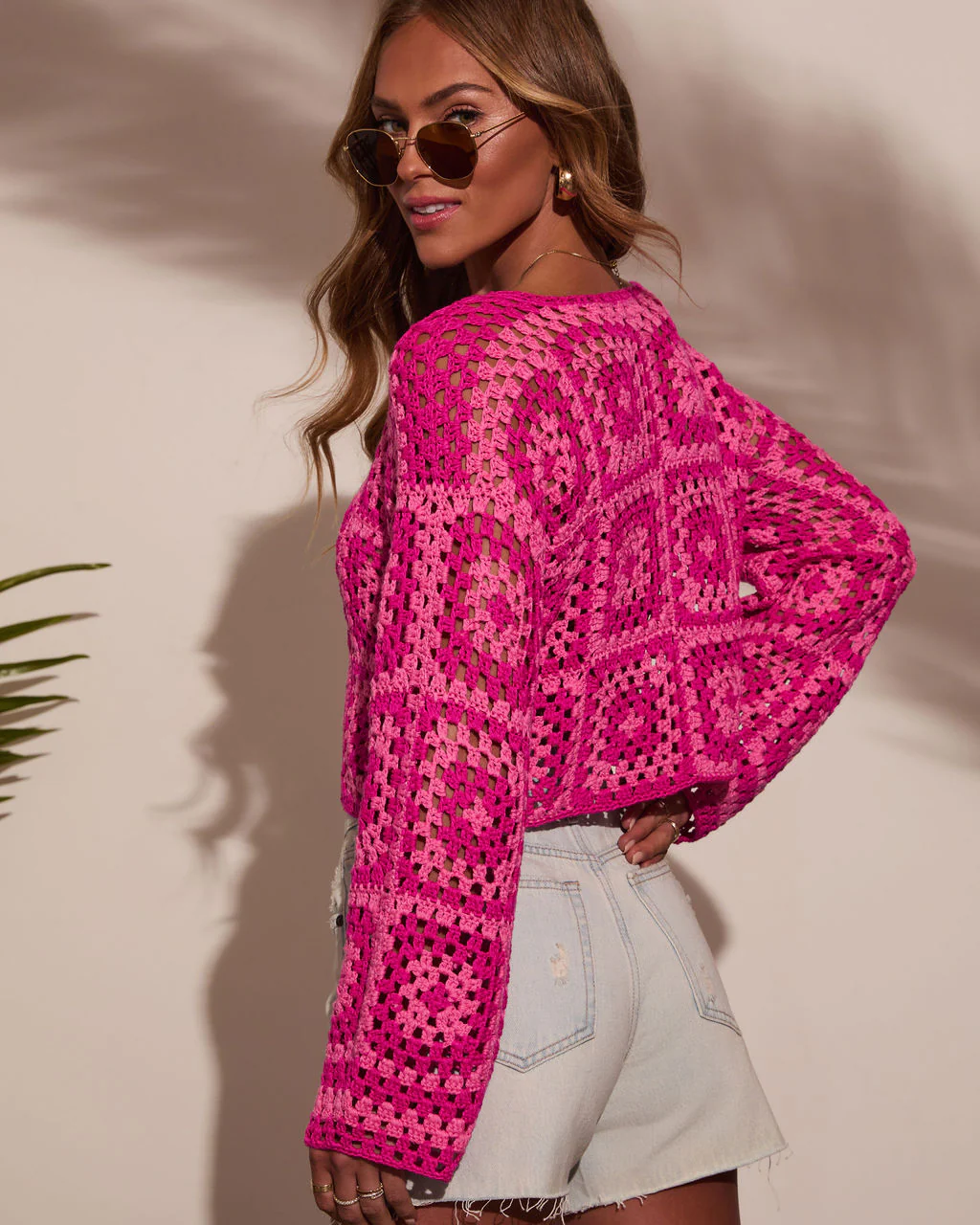Elisa Knit Crochet Long Sleeve Top - Image 4