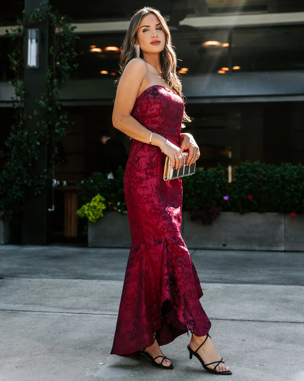 Elliana Strapless Embossed Ruffle Maxi Dress - Image 10