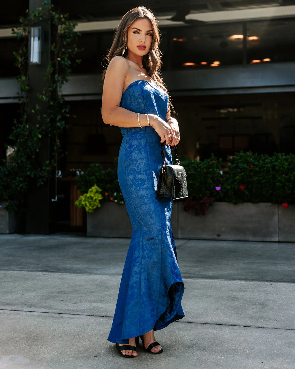 Elliana Strapless Embossed Ruffle Maxi Dress - Image 3